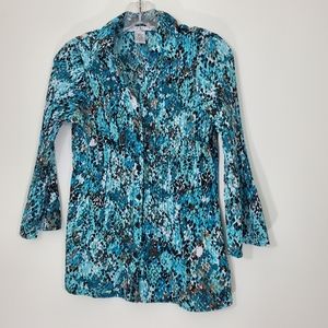 Fred David Stretch Multicolored Blouse, Size Small